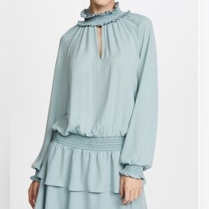 Amanda Uprichard Ruffle Dress‎ in Seafoam